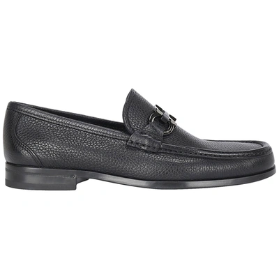 Ferragamo Men's Leather Loafers Moccasins  Grandioso In Black