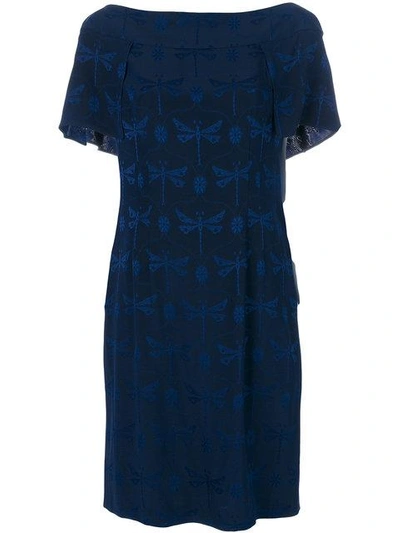 Alberta Ferretti Dragonfly Print Dress - Blue