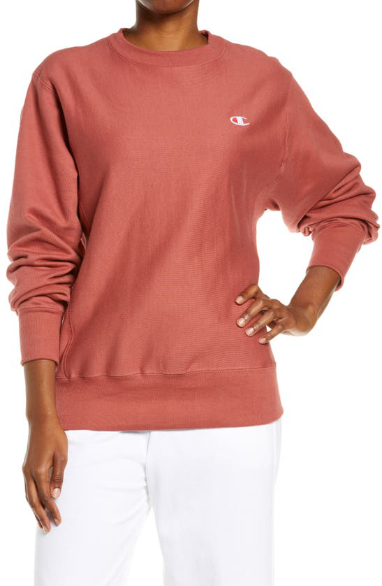 Champion Reverse Weave® Boyfriend Sweatshirt In Sandalwood Red | ModeSens