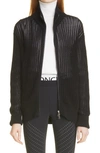 Moncler Quilted 750 Fill Power Down & Wool Short Cardigan In Black