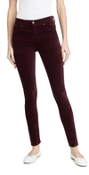 Ag Velvet Farrah High Rise Skinny Pants In Wine Bloom