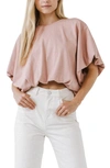 Grey Lab High-low Cropped T-shirt In Dusty Pink