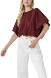 Grey Lab High-low Cropped T-shirt In Burgundy