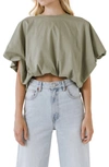 Grey Lab High-low Cropped T-shirt In Green