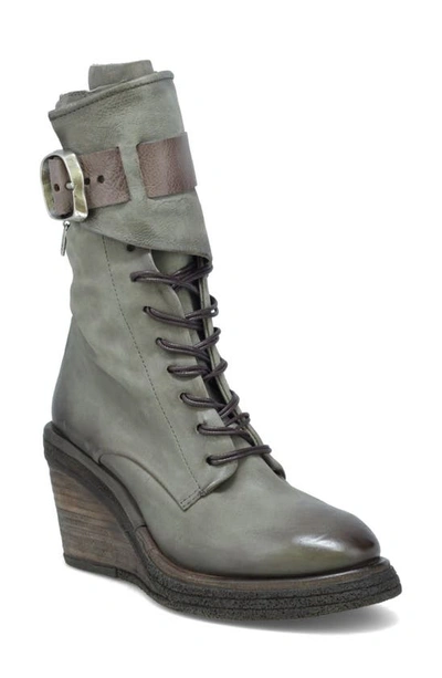 As98 Thatcher Lace-up Wedge Bootie In Ash