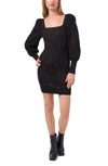 1.state Sparkle Knit Long Sleeve Sweater Minidress In Rich Black