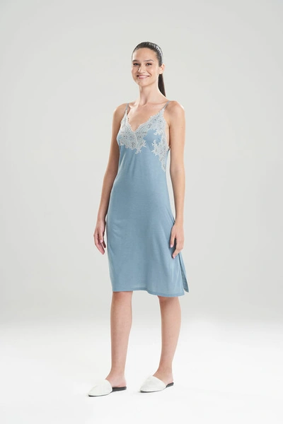 Natori Luxe Shangri-la Tencel™ Chemise In Ht. Stone Blue