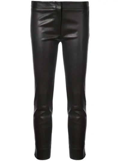 Derek Lam Leather Drake Crop Trouser In Black
