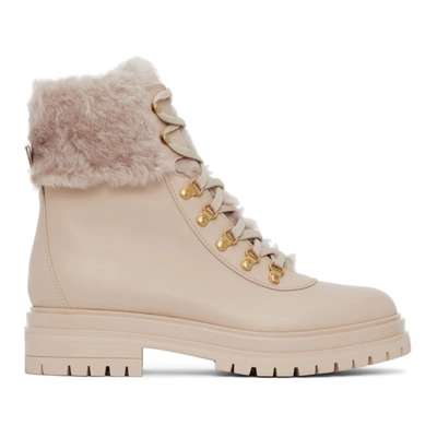 Gianvito Rossi Alaska Shearling-lined Leather Ankle Boots In Neutrals