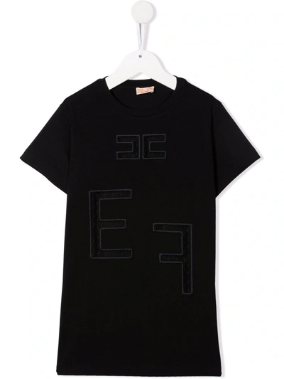 Elisabetta Franchi La Mia Bambina Kids' Embroidered-pocket Detail T-shirt In Black