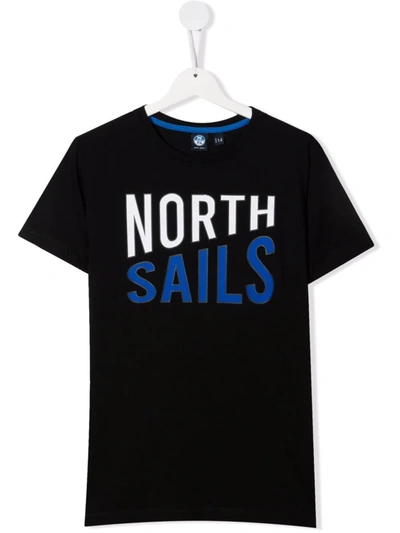 North Sails Kids' Logo-print T-shirt In Black