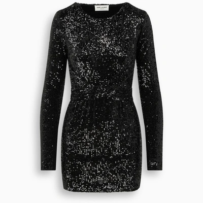 Saint Laurent Black Sequinned Mini Dress