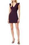 French Connection V-neck Ruffle Whisper Dress In Rich Fig