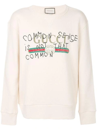 Gucci Common Sense Is Not That Common Sweatshirt In White ModeSens