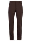 Prada Checked Slim-leg Wool-blend Trousers In Burgundy