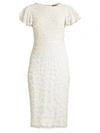 Mac Duggal Floral Beaded Sheath Dress In White