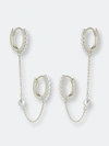Sterling Forever Women's Zorina Double Micro Hoop Earrings In Silver-tone