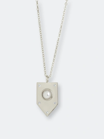 Sterling Forever Marcella Shield Pendant In Grey