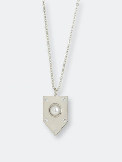 Sterling Forever Marcella Shield Pendant In Silver-tone