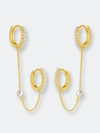 Sterling Forever Zorina Double Micro Hoops In Gold-tone