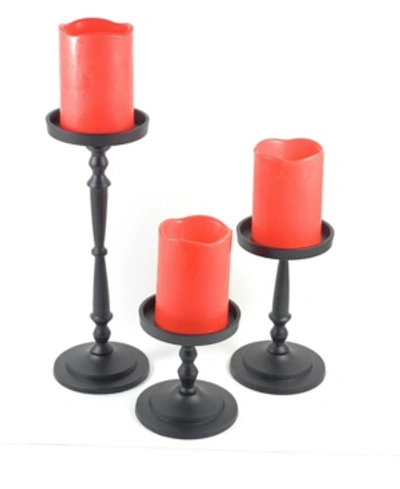 Vibhsa Pillar Candle Holders Set Of 3 In Black