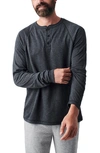 Faherty Cloud Cotton Long-sleeve Henley T-shirt In Charcoal Heather