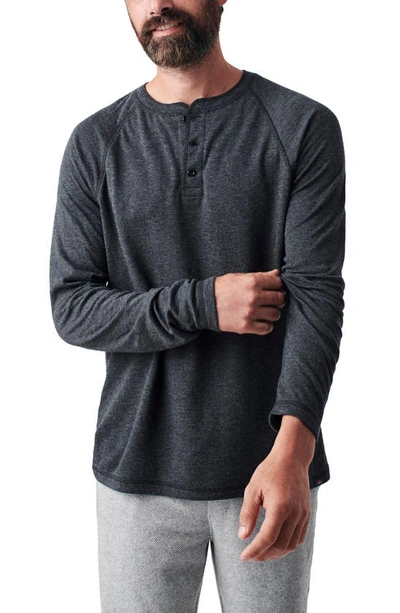 Faherty Cloud Cotton Long-sleeve Henley T-shirt In Charcoal Heather
