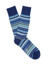 Paul Smith Multicolored Fine Striped Socks In Navy