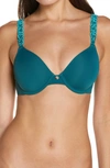 Natori 'pure Luxe' Underwire T-shirt Bra In Stormy Teal,aqua