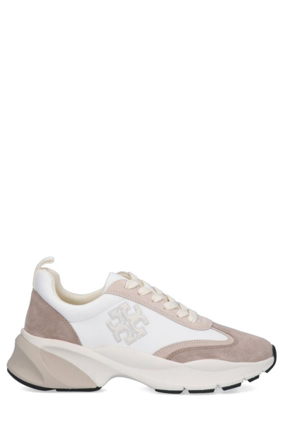 Tory Burch Good Luck Logo-plaque Sneakers In White/new Ivory/cerbiatto