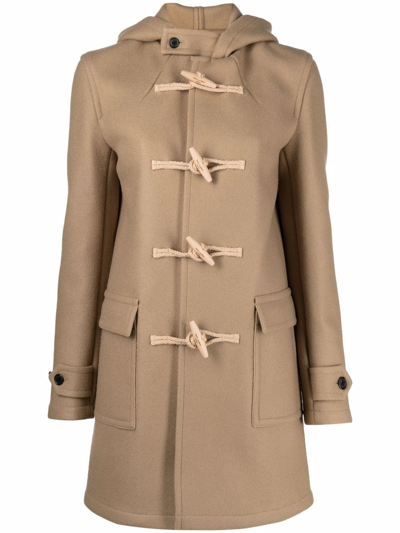 Saint Laurent Toggle-fastening Single-breasted Coat In Brown