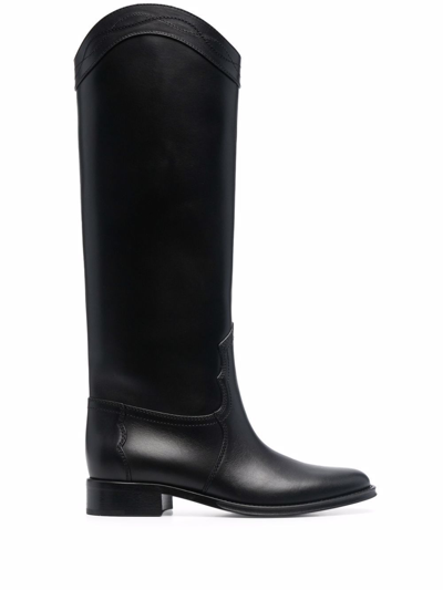 Saint Laurent Kate Leather Knee-high Boots In Black