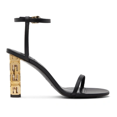 Givenchy Black Leather Sandals With G Cube Heel
