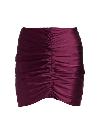 The Sei Silk Ruched Mini Skirt In Plum
