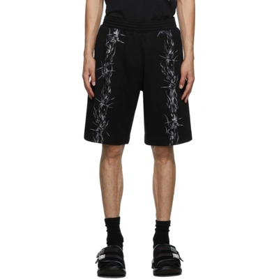 Givenchy Men's Barbed Wire Terry Sweat Shorts In 001-black