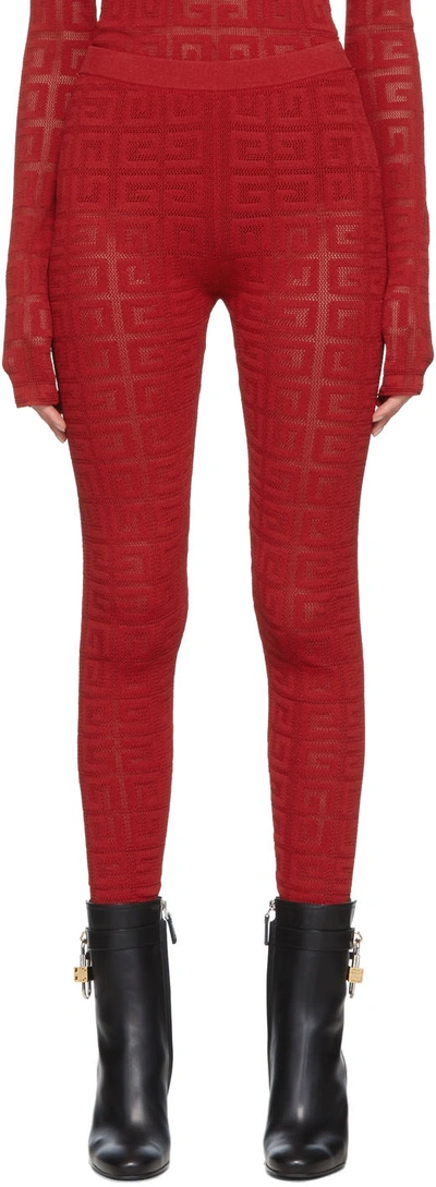 Givenchy Red 4g Jacquard Leggings In 600 Red