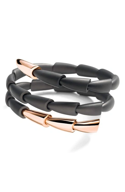 Vhernier Calla Media Bracelet In Black Titanium And Pink Gold