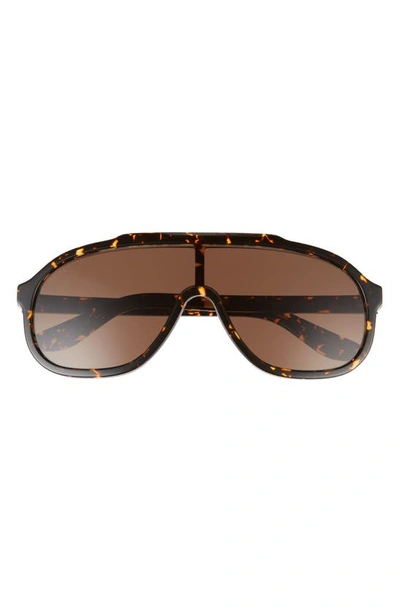 Gucci 99mm Solid Shield Sunglasses In Shiny Dark Havana