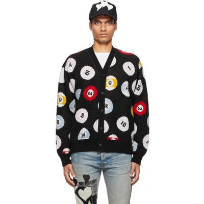 Amiri Mens Black Graphic-print Cashmere Cardigan L In Multicolor