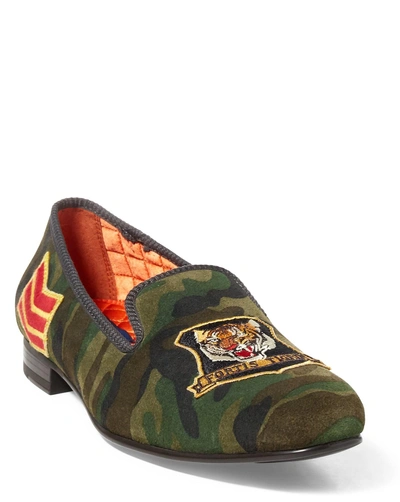 Polo Ralph Lauren Willard Camo Smoking Slipper Loafers Polo Ralph Lauren Mens Willard Camo Tiger Suede Leather  main image 3