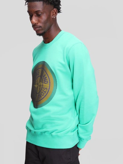 Stone Island Brushed Cotton Fleece Sweatshirts In Green