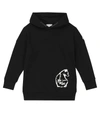 Moncler Kids' Logo Print Hooded Cotton Sweat Dress In Black