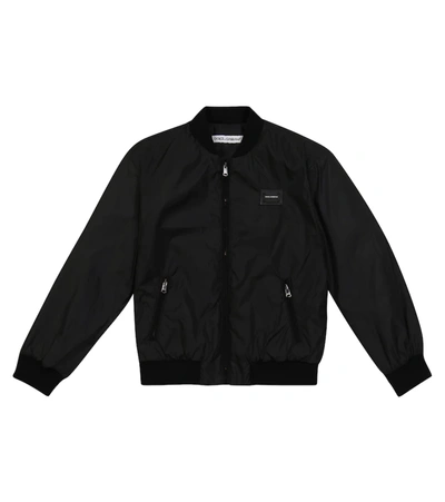 Dolce & Gabbana Kids' Technical Windbreaker Jacket In Black