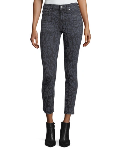 7 For All Mankind The Ankle Skinny Animal-print Skinny Jeans In Multi Pattern