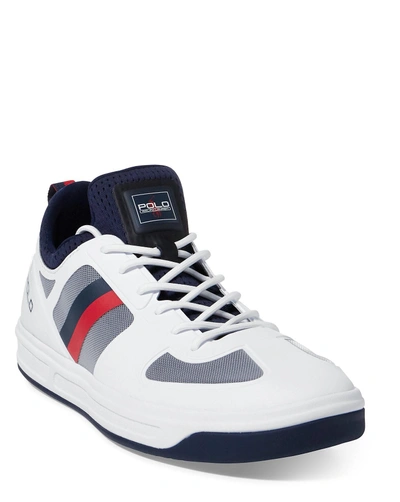 Ralph Lauren Polo Court 200 Mesh Sneaker In Pure White/french Navy |  ModeSens