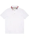 Gucci Cotton Polo With Kingsnake Embroidery In White