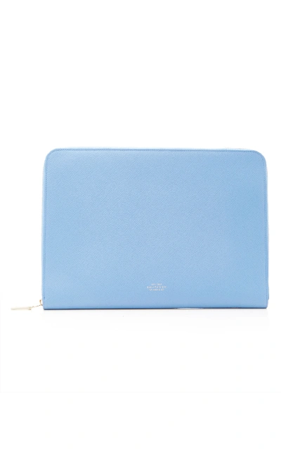 Smythson Panama 13" Laptop Case In Light Blue