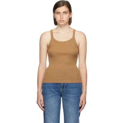 Re/done Tan Hanes Edition Ribbed Tank Top In Caramel