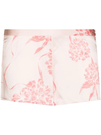 La Perla Floral Silk Shorts In Pink