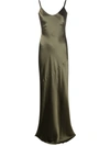 L Agence Serita Silk Charmeuse Maxi Slipdress In Green